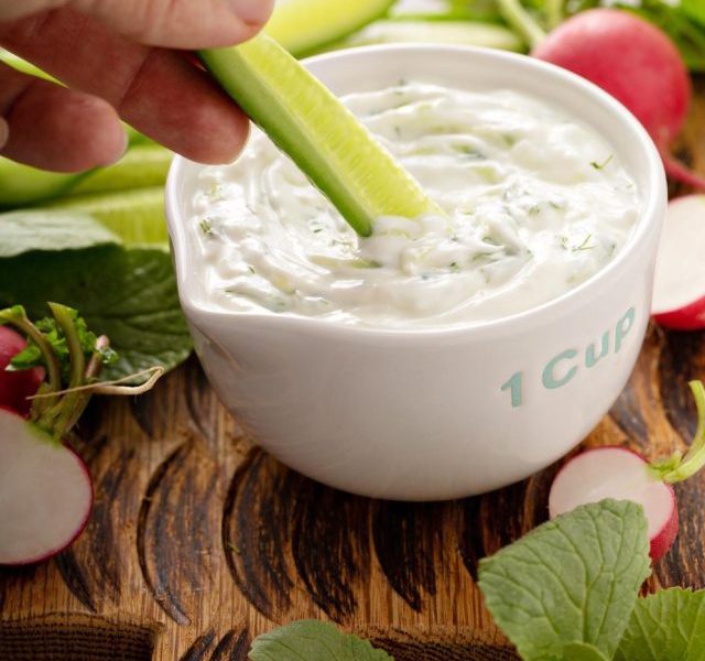 eating curd With Cucumber