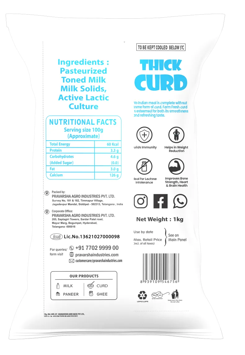 Pravarsha Thick Curd pouch 1kg